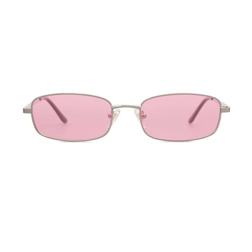 New Pink Retro Hippie Rectangle 70s 80s Small Narrow Sunglasses